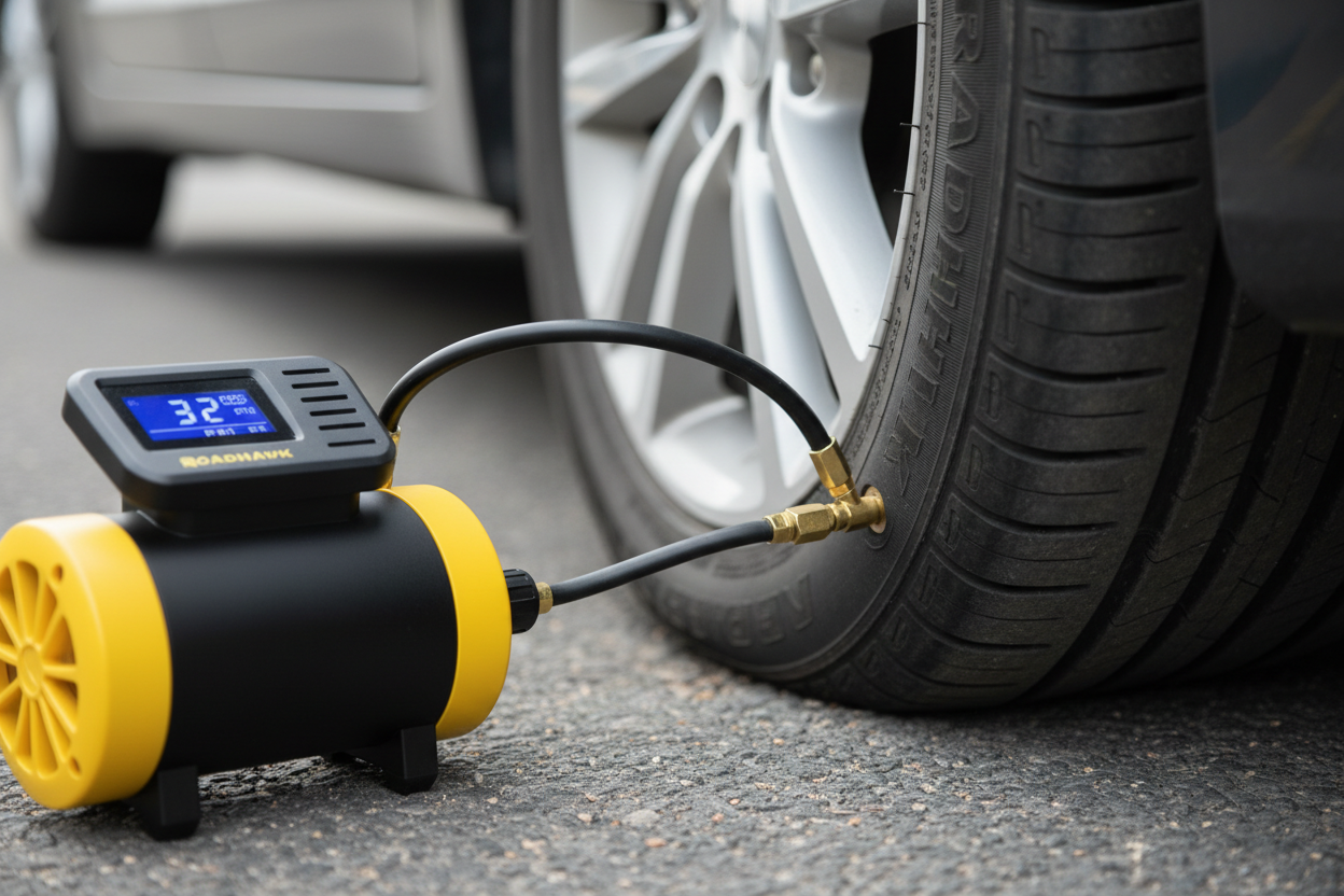 flat tire being filled